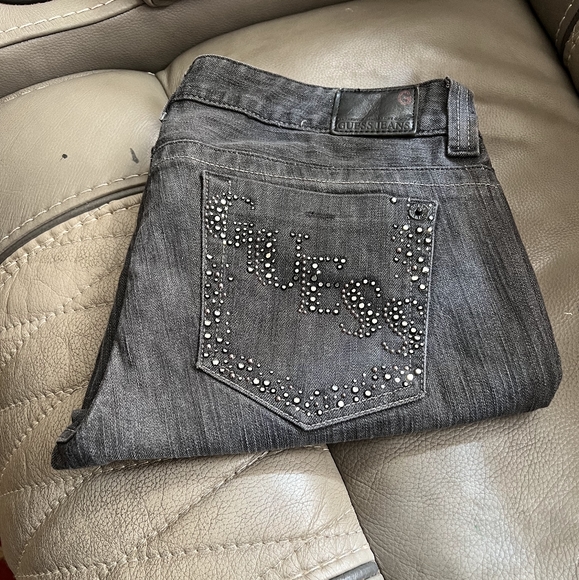 Guess Jeans size 31 Stretch with black and silver stone gems - Picture 2 of 8